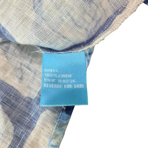 J. McLaughlin 100% Linen Blue Abstract Print Button Front Shirt Size L - Picture 6 of 8